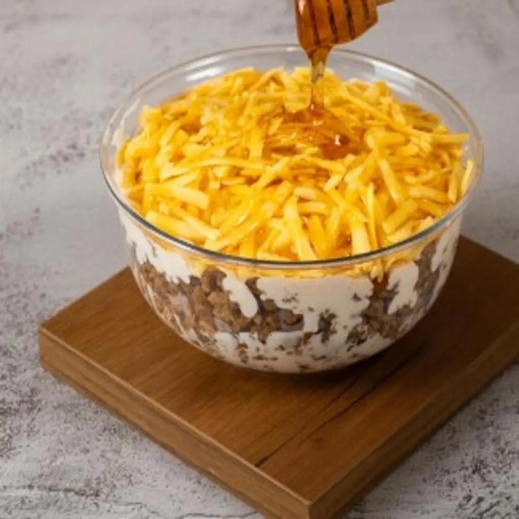 Areekah with Cream, Honey, Cheese and Cornflakes